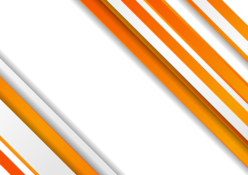 Orange and white stripes geometric minimal abstract background. Vector corporate design