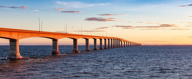 The Confederation Bridge in Northumberland Strait to Prince Edward Island, New Brunswick, Canada.
