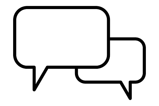 Two speech bubbles. Chatting icon symbol. Outline vector illustration