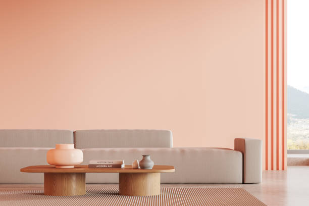 istock Hotel living room interior with sofa and decoration, window and mockup wall 2022427598