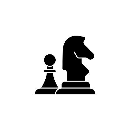 Chess solid icon design on a white background. This black flat icon suits infographics, web pages, mobile apps, UI, UX, and GUI designs.