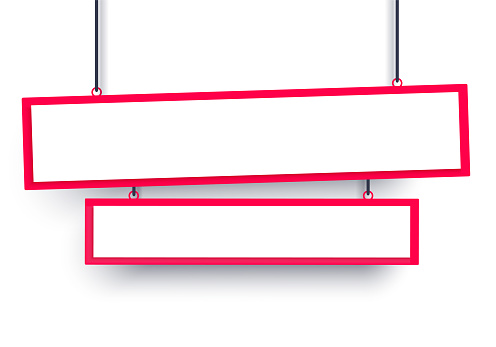 Two Hanging Blank Sign With Red Frame