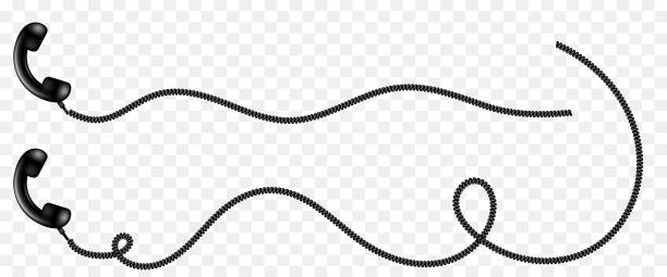 telephone receiver with a cord. phone handset with extension cord. vector clipart. - telephone telephone receiver phone cord telephone line stock-grafiken, -clipart, -cartoons und -symbole