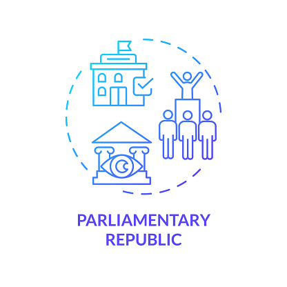 Parliamentary republic blue gradient concept icon. Federal government policy. Political parties, senate lawmakers. Round shape line illustration. Abstract idea. Graphic design. Easy to use