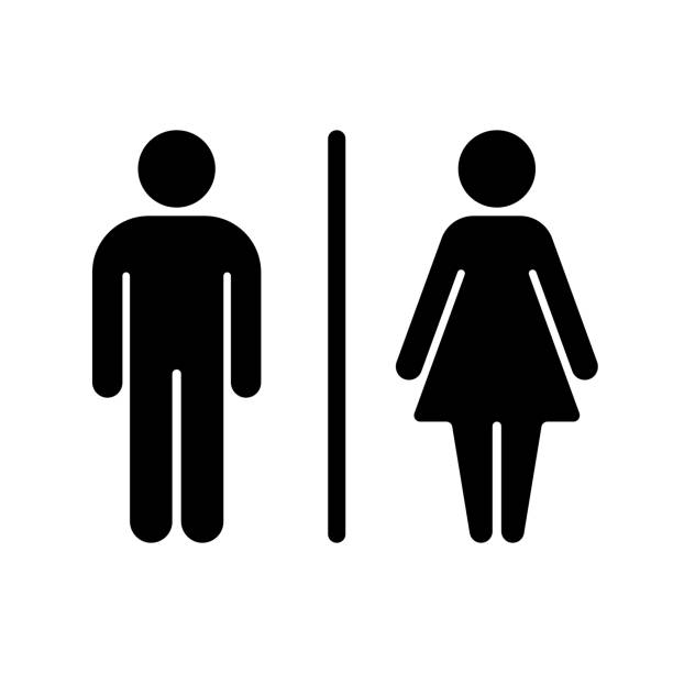 male and female toilet icon - lidská podoba stock ilustrace