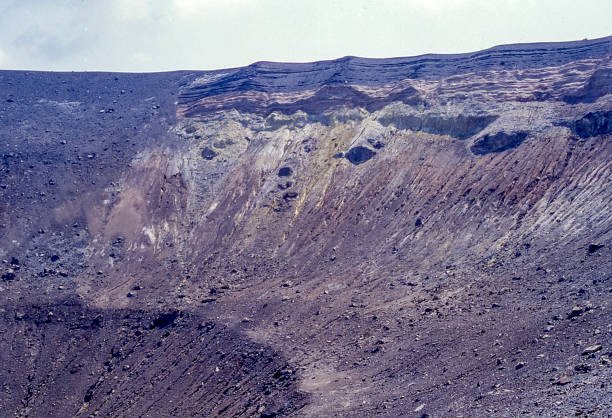 View of the impressive volcano crater on the island of Vulcano in the Aeolian Islands, Sicily, Italy