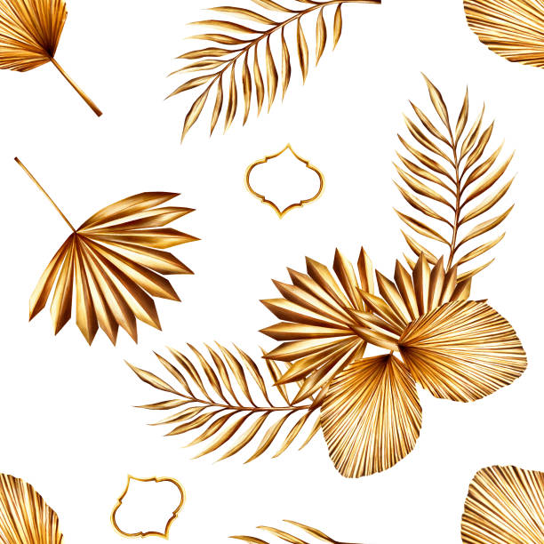 istock Watercolor seamless pattern with golden pampas grass, date palm branches and Moroccan arabian mosaic illustrations isolated on background. Botanical and wedding and Ramadan Kareem or Eid Al Adha 2024 hand drawn decor. For designers, prints, postcard 2022497056