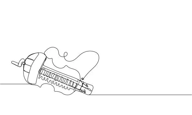 Vector illustration of Lira, hurdy-gurdy one line art. Continuous line drawing of music, stringed lyre, lyra instrument, culture, ukrainian, ethnic, ukraine, traditional, musical, national, folk