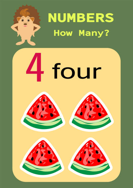 Numbers.Digital card with the image of fruits. Counting game for children. Mathematics worksheet for preschoolers. Numbers.Digital card with the image of fruits. Counting game for children. Mathematics worksheet for preschoolers. chandler strawberry stock illustrations