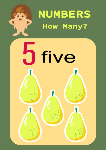 Numbers.Digital card with the image of fruits. Counting game for children. Mathematics worksheet for preschoolers. Numbers.Digital card with the image of fruits. Counting game for children. Mathematics worksheet for preschoolers. chandler strawberry stock illustrations