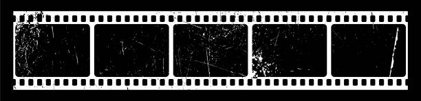 istock Vintage photographic film with scratches on a black background. Vector illustration 2022548418