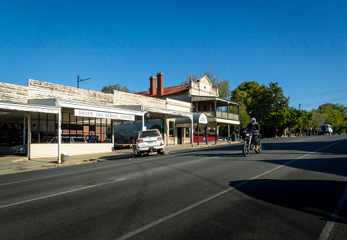Beechworth, Australia, April 2018 - Street view of Ford Street in the historic town of Beechworth, Victoria, Australia