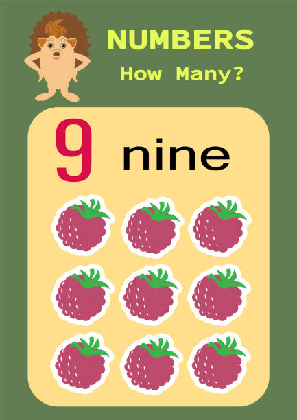 Numbers.Digital card with the image of fruits. Counting game for children. Mathematics worksheet for preschoolers. Numbers.Digital card with the image of fruits. Counting game for children. Mathematics worksheet for preschoolers. chandler strawberry stock illustrations