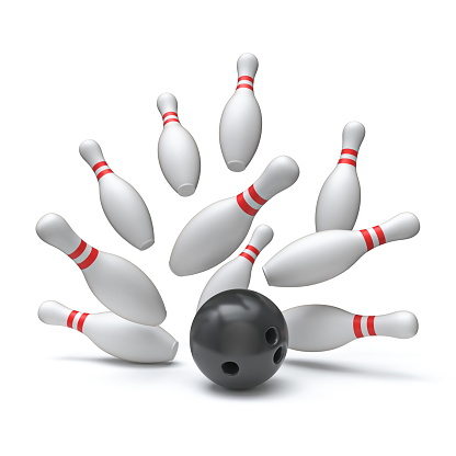 Bowling pins 3D rendering illustration isolated on white background