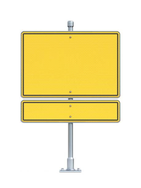 istock Blank yellow traffic sign board two part 3D 2022629235
