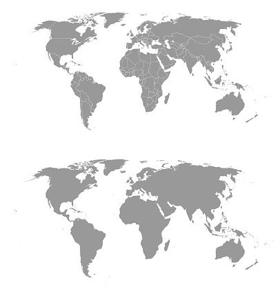 Detailed gray world map. Vector illustration.