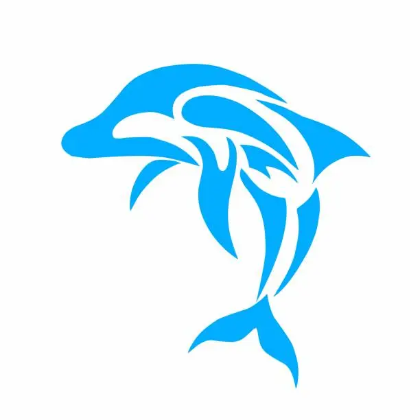 Vector illustration of tribal art illustration of a blue dolphin