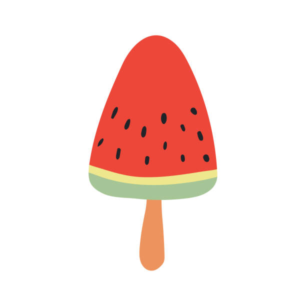 illustrazioni stock, clip art, cartoni animati e icone di tendenza di illustrazione disegnata a mano della barra del gelato all'anguria - creamsicle