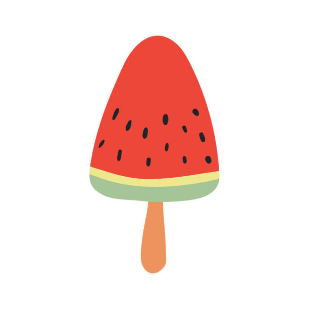 ilustrações, clipart, desenhos animados e ícones de ilustração desenhada à mão da barra de sorvete de melancia - creamsicle