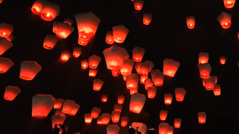 Sky lanterns to pray for blessings