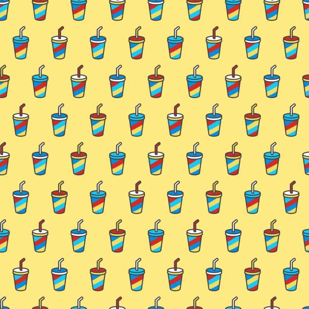 illustrations, cliparts, dessins animés et icônes de drink soda kaléidoscope takeaways vector pattern - pop art drink can can soda