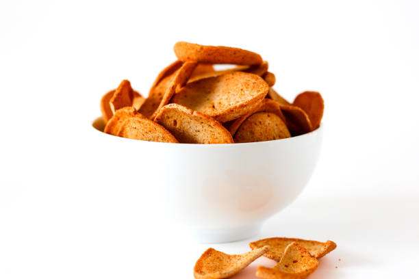 istock Basreng pedas. Spicy meat ball cracker. Isolated on white background. 2022682071