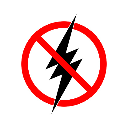 Graphics icon no electric energy. Blackout electrical power sign isolated on white background. Vector illustration
