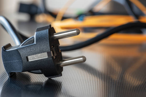 istock Electric plug with power supply cord cable 2022725337