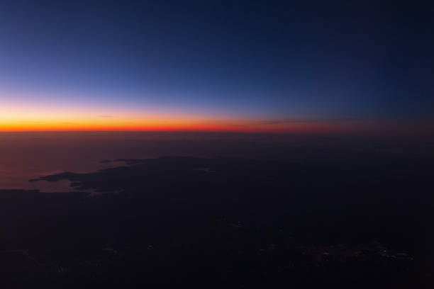 istock Beautiful dark colored sky after sunset from above. Amazing sky view 2022752520