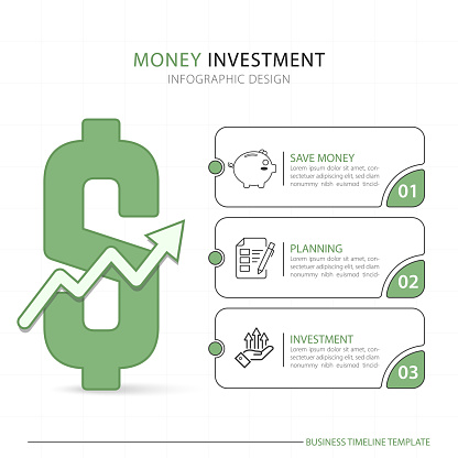 Money infographic template. 3 Step timeline journey, calendar Flat simple infographics design template. presentation graph. Business concept with 3 options, vector illustration.