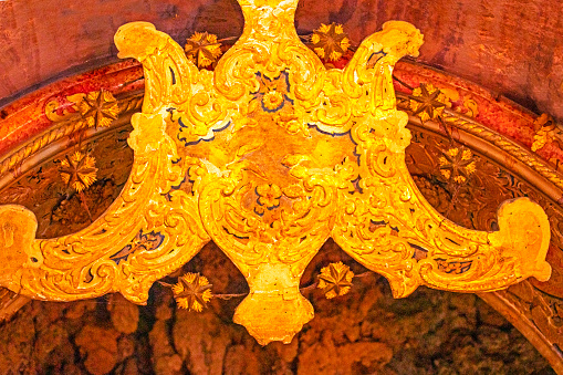 architectural gilded element in church interior