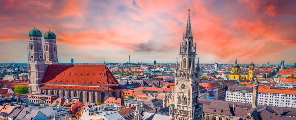 Panorama Munich city centre in bavaria germany