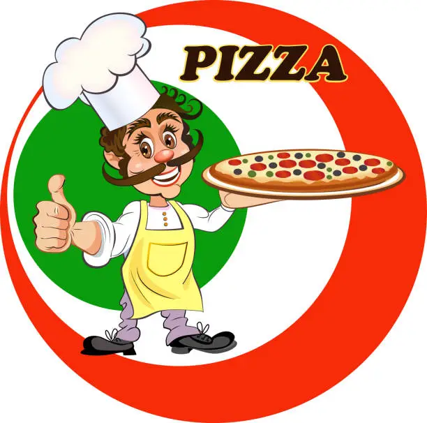 Vector illustration of Cook Pizza