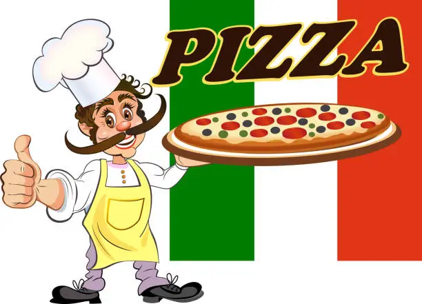 Vector illustration of Cook Pizza