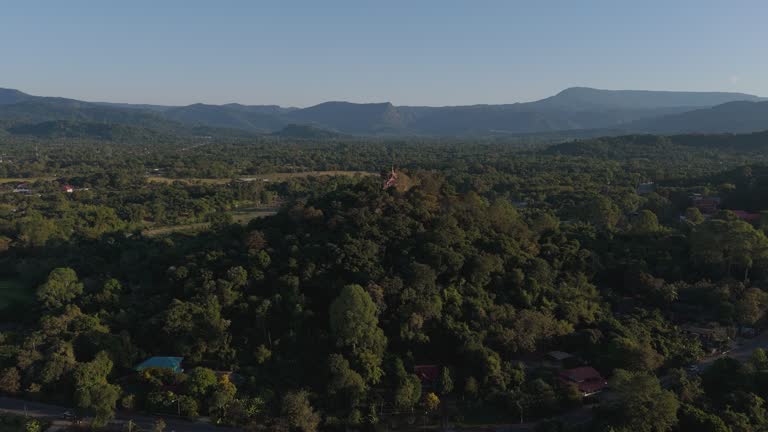 The temple is on a mountain surrounded by forest. Located in Nakhon Nayok Province, Khao Yai.