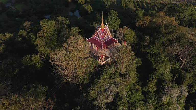 The temple is on a mountain surrounded by forest. Located in Nakhon Nayok Province, Khao Yai.