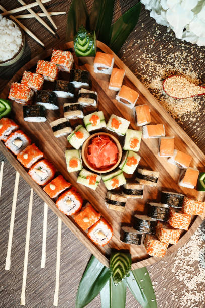 istock Wooden Tray With Sushi and Chopsticks 2022838212