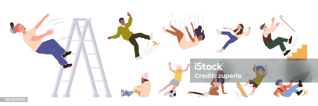 People cartoon characters falling down suffering from injury and pain isolated big set on white People cartoon characters falling down suffering from injury and pain isolated big set on white background. Children, aged person, young man and woman having accident outdoors vector illustration Falling stock vector People cartoon characters falling down suffering from injury and pain isolated big set on white People cartoon characters falling down suffering from injury and pain isolated big set on white background. Children, aged person, young man and woman having accident outdoors vector illustration Falling stock vector