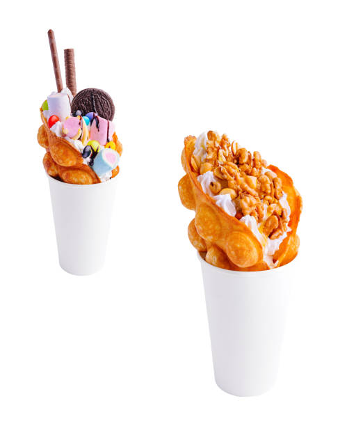 istock Hong kong or bubble waffle with ice cream and marshmallows 2022850375