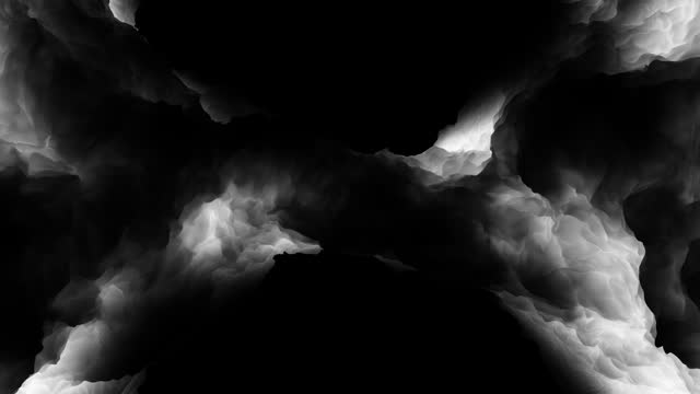 Three-dimensional white and black smoke sphere