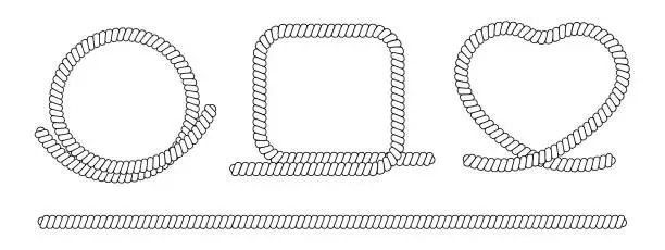 Vector illustration of Marine rope various frames set.