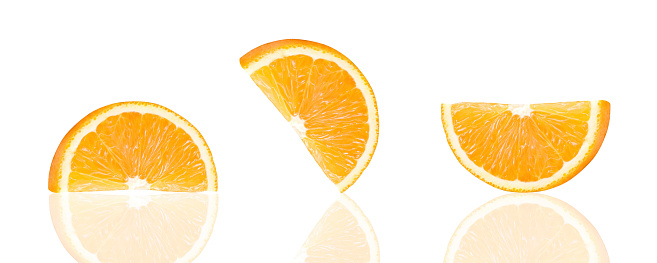 Collection perfect orange slices isolated