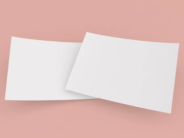 istock Two white mockups empty advertising flyer on pink background. 3d render illustration. 2022930345