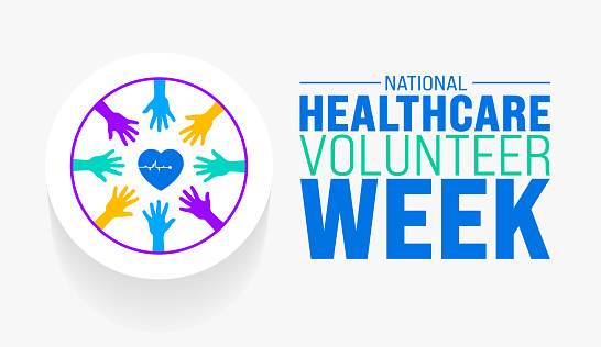 March is National Healthcare Volunteer Week background template.