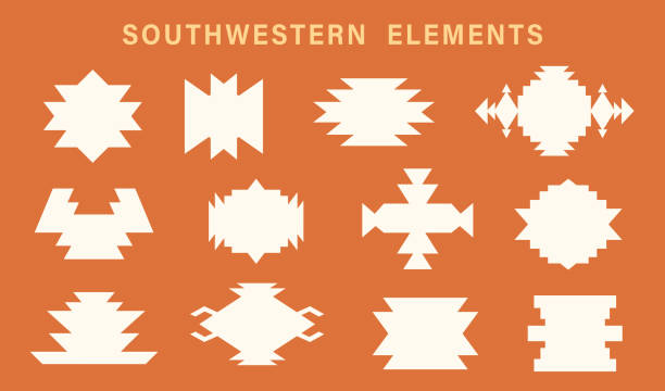 Tribal Southwestern Shapes. Aztec Element Navajo Decorative Elements Symbols Collection. Native American Ethnic Illustration Set