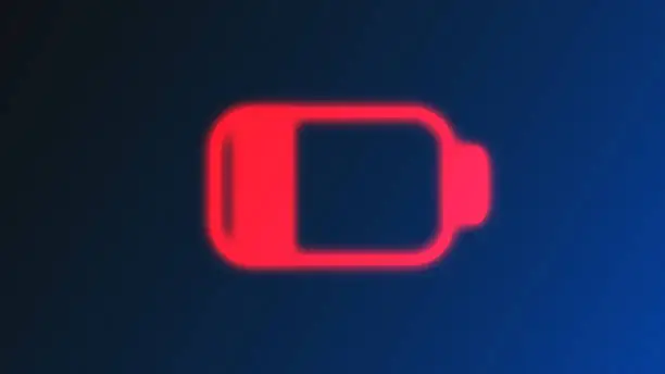 Photo of Abstract Battery Charging Icon form lines and triangles, point connecting network on background.