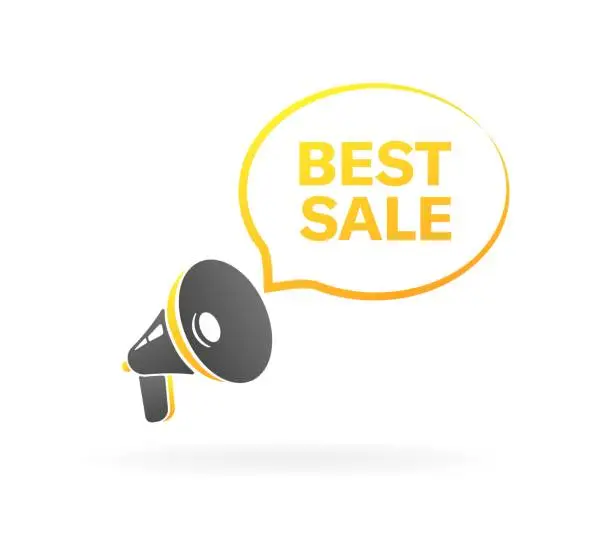 Vector illustration of Best sale icon. Best sale text from loudspeaker. Flat style. Vector icon