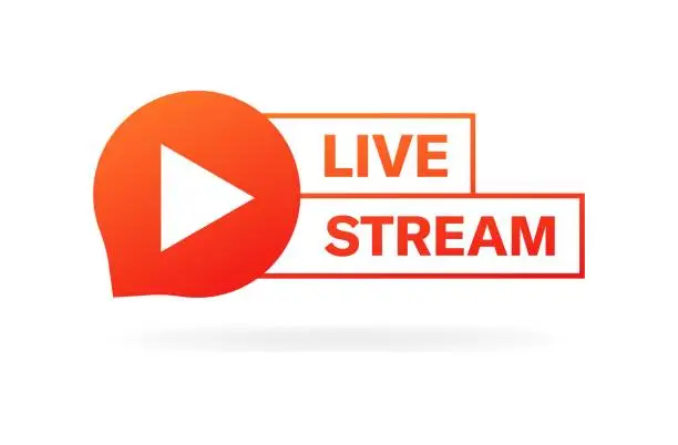 Vector illustration of Live stream button icon. Play button. Flat style. Vector icon