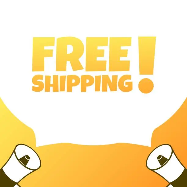 Vector illustration of Free shipping banner icon. Flat style. Vector illustration