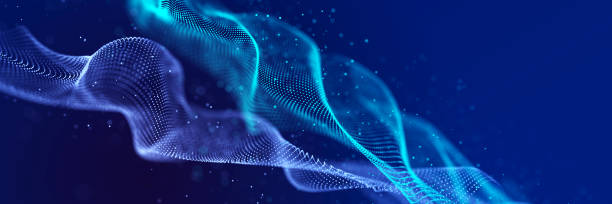 istock Futuristic wave of musical particles. Stream of running data. 3D rendering 2022980082